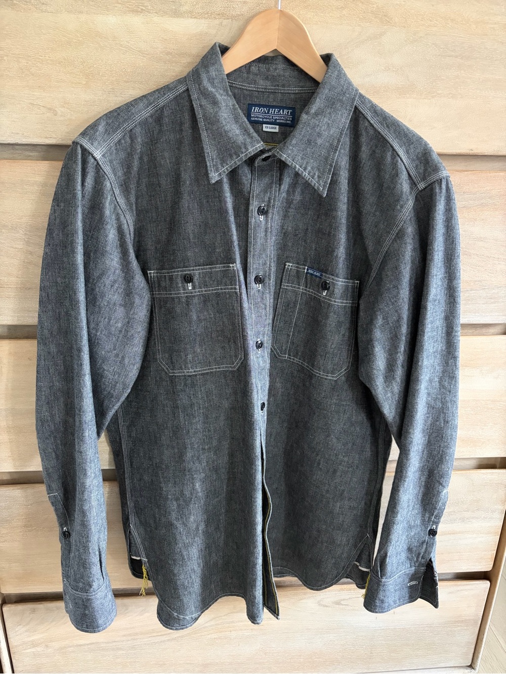 Iron Heart Men's Gray Selvage Chambray Shirt